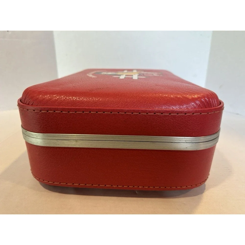 Going To Grandma's Red Vinyl Hard Suite Case Red Trojan Luggage